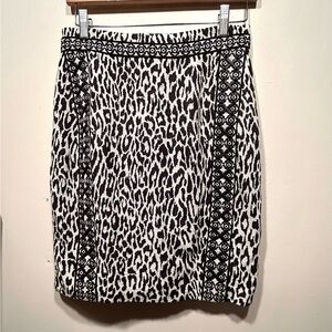 Marchesa Voyage Skirt Basketweave Lace Up Leopard Pencil Size 6 S NEW $450
